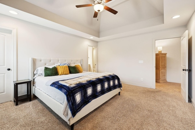 1403 Wade Hampton Ct, Lebanon, TN 37087 - carpeted bedroom with recessed lighting, baseboards, a ceiling fan, and a raised ceiling
