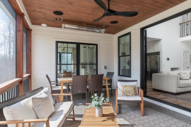 7361 Liberty Rd, Fairview, TN 37062 - sunroom / solarium featuring a ceiling fan, an outdoor living space, and outdoor dining space