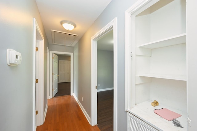 349 Marrell St, Gallatin, TN 37066 - hallway featuring attic access, wood finished floors, and baseboards