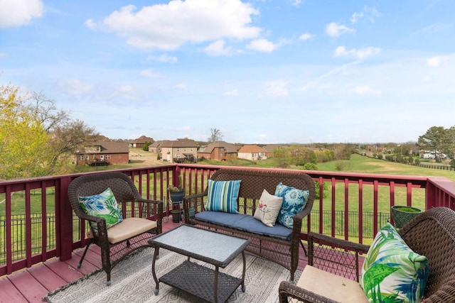 703 Asbury Hawn Dr, Lebanon, TN 37087 - wooden deck featuring a residential view, outdoor lounge area, and a yard