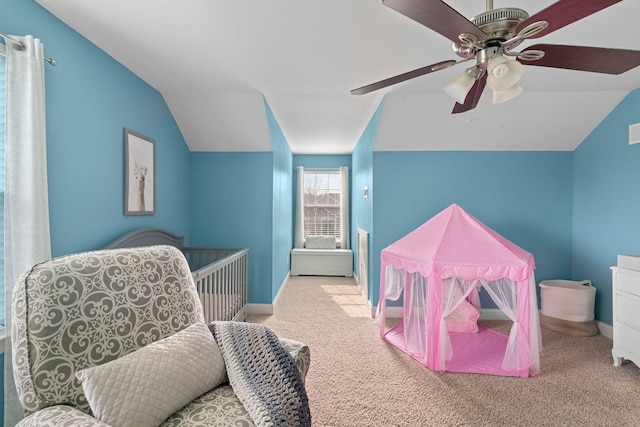 703 Asbury Hawn Dr, Lebanon, TN 37087 - carpeted bedroom with vaulted ceiling, ceiling fan, and baseboards