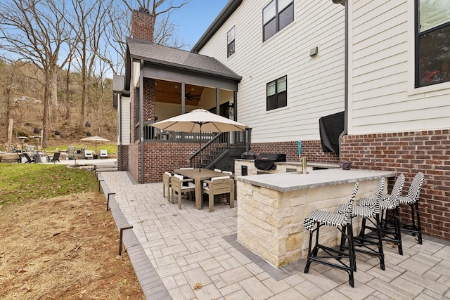 5012 Toll Road Ct, Thompsons Station, TN 37179 - view of patio with a grill, a ceiling fan, and stairway