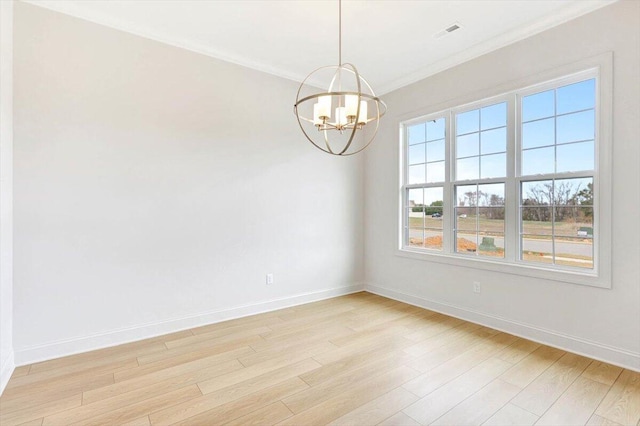 8650 Becket Way Lot # 4, Ooltewah, TN 37363 - empty room with a chandelier, light wood-style floors, baseboards, and ornamental molding