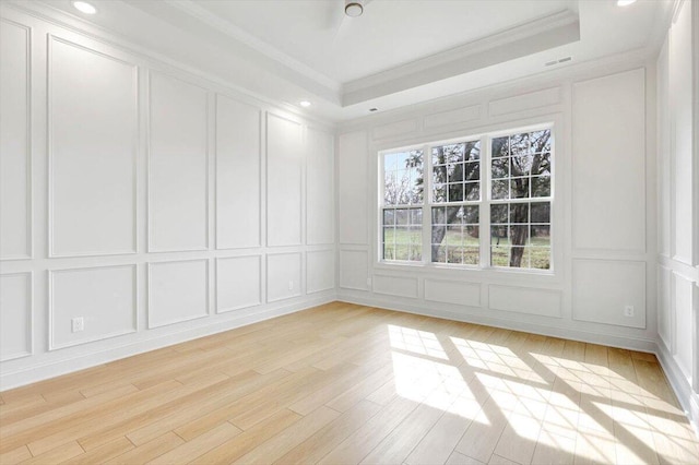 8650 Becket Way Lot # 4, Ooltewah, TN 37363 - unfurnished room featuring a decorative wall, ornamental molding, light wood finished floors, and recessed lighting
