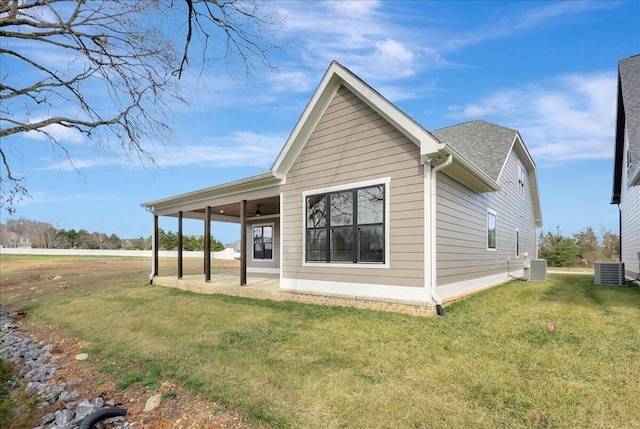 8650 Becket Way Lot # 4, Ooltewah, TN 37363 - back of property with central AC, a patio area, a yard, and a ceiling fan