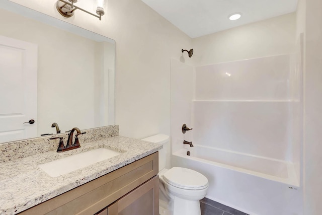 7383 Gamble Rd Lot # 5, Georgetown, TN 37336 - bathroom featuring toilet, vanity, washtub / shower combination, and tile patterned flooring