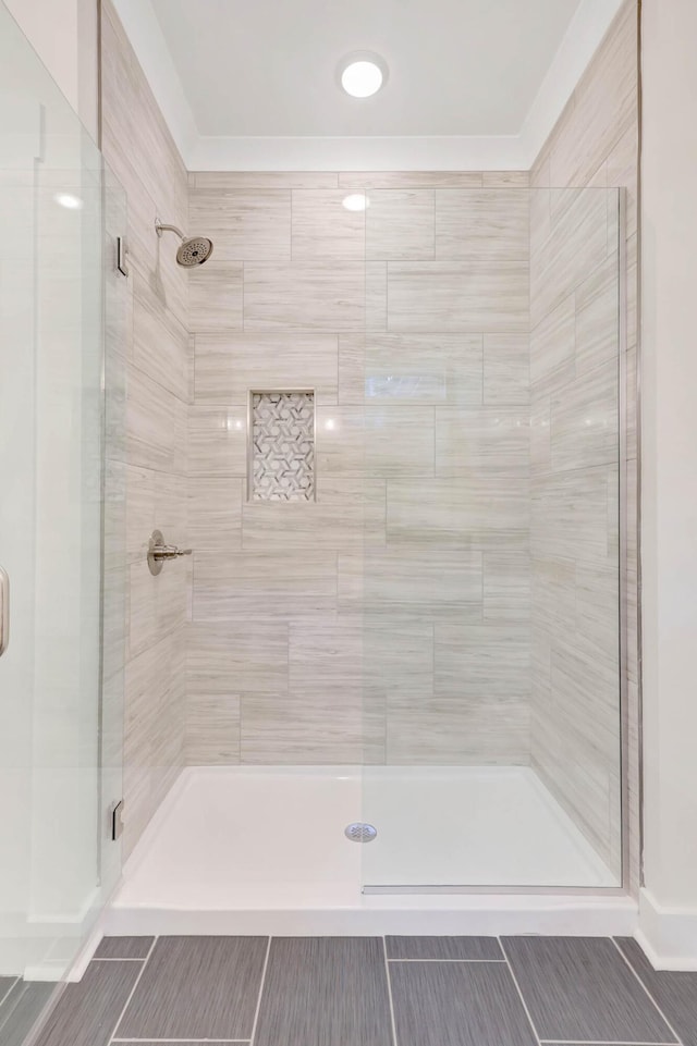 7387 Gamble Rd Lot # 4, Georgetown, TN 37336 - bathroom with a shower stall and tile patterned flooring