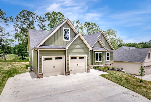 7387 Gamble Rd Lot # 4, Georgetown, TN 37336 - craftsman-style house featuring board and batten siding, driveway, a front lawn, a shingled roof, and a garage