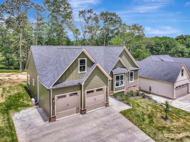 7387 Gamble Rd Lot # 4, Georgetown, TN 37336 - craftsman-style home featuring board and batten siding, driveway, a shingled roof, a front lawn, and stone siding