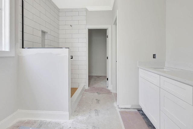 7452 Peytons Rise Way Lot # 52, Georgetown, TN 37336 - bathroom with a walk in shower, vanity, and crown molding