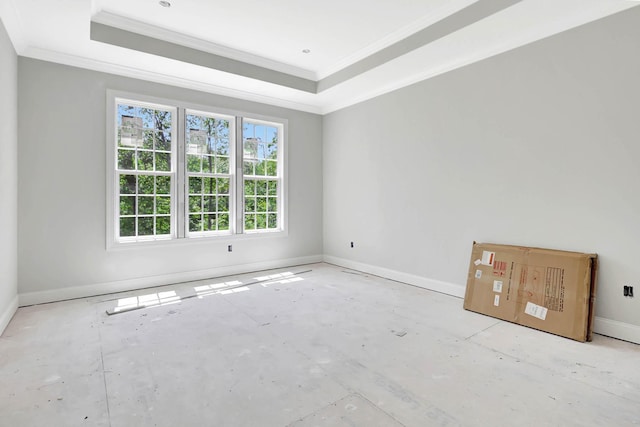 7452 Peytons Rise Way Lot # 52, Georgetown, TN 37336 - spare room with crown molding, a tray ceiling, and baseboards