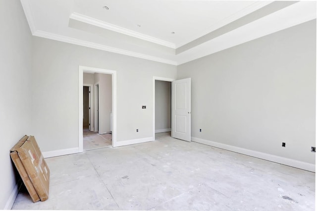 7452 Peytons Rise Way Lot # 52, Georgetown, TN 37336 - unfurnished bedroom featuring a tray ceiling, crown molding, and baseboards