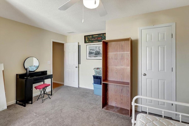 39 Middlebrook Dr, Cartersville, GA 30120 - bedroom with carpet flooring, baseboards, ceiling fan, and a textured ceiling