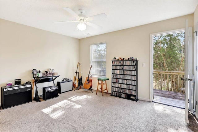 39 Middlebrook Dr, Cartersville, GA 30120 - miscellaneous room featuring carpet, a ceiling fan, and baseboards