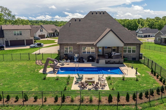 105 Bowwater Pl, Gallatin, TN 37066 - view of swimming pool with a water slide, a patio, and a residential view