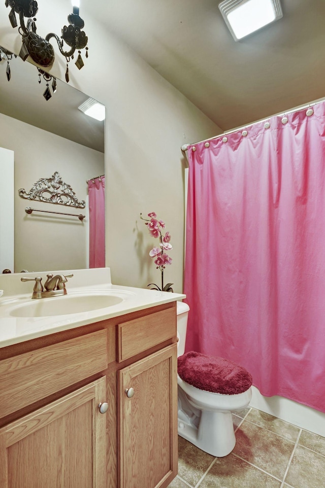 3157 Locust Holw, Nolensville, TN 37135 - full bathroom featuring toilet, vanity, tile patterned floors, and a shower with curtain