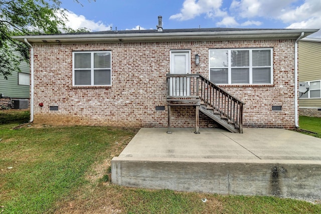 3157 Locust Holw, Nolensville, TN 37135 - rear view of house with crawl space, a patio area, central AC, and a yard
