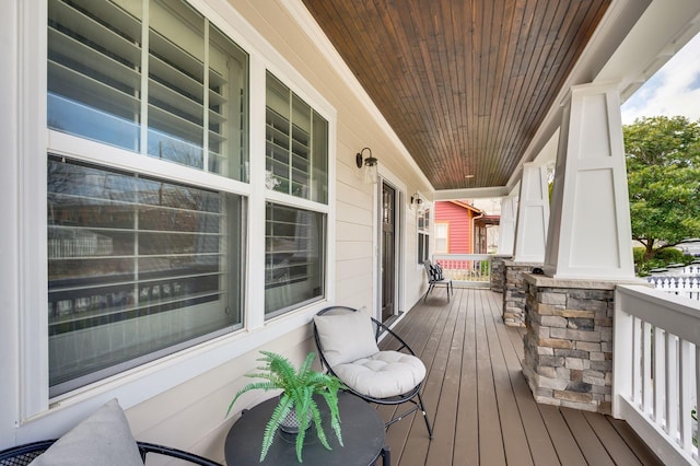 deck featuring covered porch