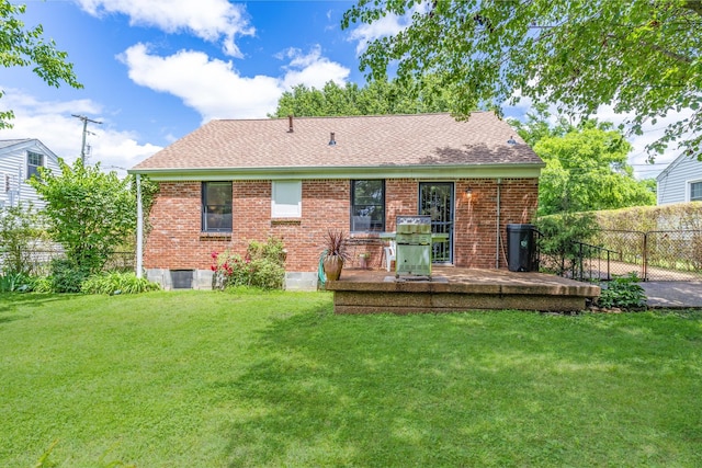 517 Drake Ave, Nashville, TN 37211 - back of property with brick siding, a deck, and roof with shingles