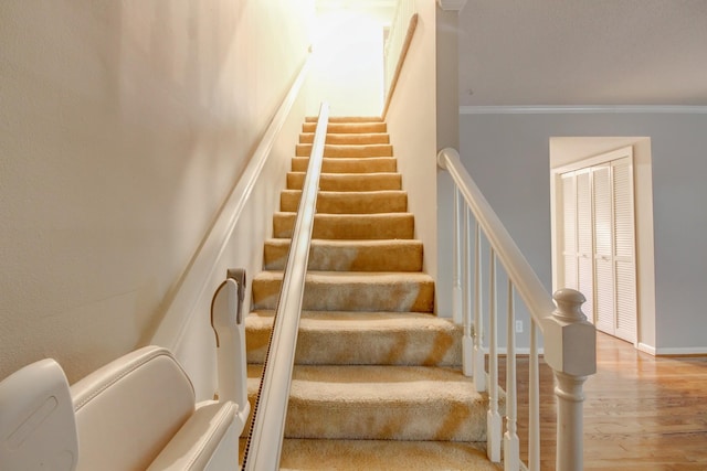 2172 Memorial Dr Unit C3, Clarksville, TN 37043 - stairway featuring wood finished floors and crown molding