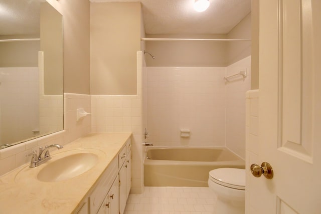 2172 Memorial Dr Unit C3, Clarksville, TN 37043 - bathroom with a textured ceiling, toilet, tile patterned floors, bathtub / shower combination, and vanity