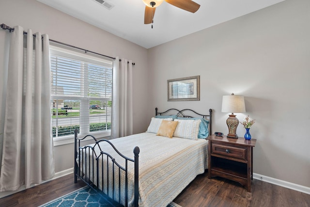2139 Stonecenter Ln, Murfreesboro, TN 37128 - bedroom with baseboards, dark wood-type flooring, and a ceiling fan