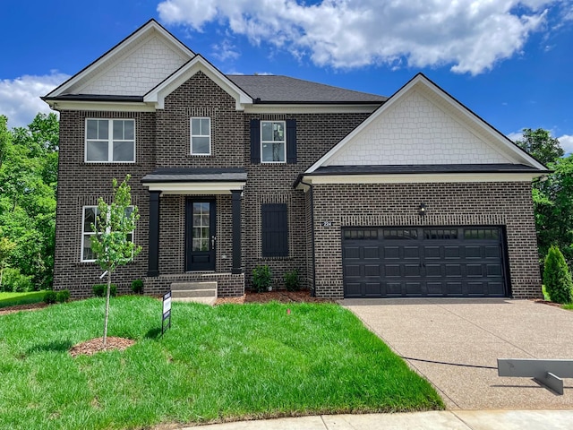 224 Settlers Way, Hendersonville, TN 37075 - view of front of house featuring brick siding, concrete driveway, a front yard, and an attached garage