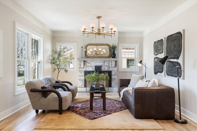 1908 Beechwood Ave, Nashville, TN 37212 - sitting room with a chandelier, wood finished floors, baseboards, healthy amount of natural light, and ornamental molding