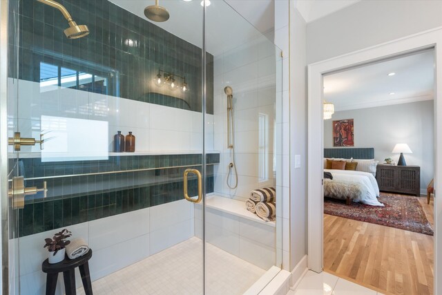 1908 Beechwood Ave, Nashville, TN 37212 - ensuite bathroom featuring a shower stall and wood finished floors
