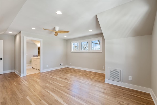 1908 Beechwood Ave, Nashville, TN 37212 - additional living space with light wood-style floors, recessed lighting, baseboards, and ceiling fan
