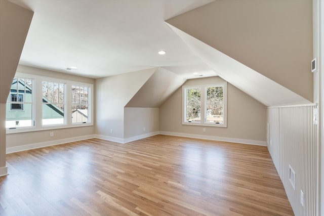 1908 Beechwood Ave, Nashville, TN 37212 - additional living space with light wood-style flooring, vaulted ceiling, baseboards, and recessed lighting