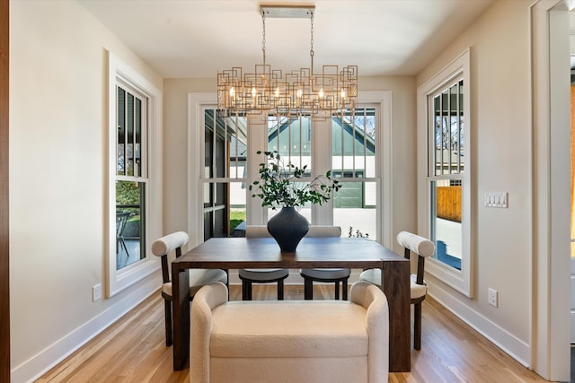 1908 Beechwood Ave, Nashville, TN 37212 - dining area featuring a chandelier, baseboards, and light wood-style flooring