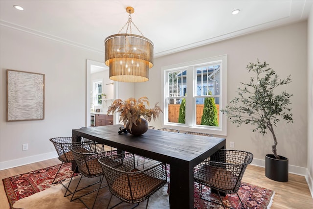 1908 Beechwood Ave, Nashville, TN 37212 - dining area with light wood-style floors, recessed lighting, baseboards, and a chandelier