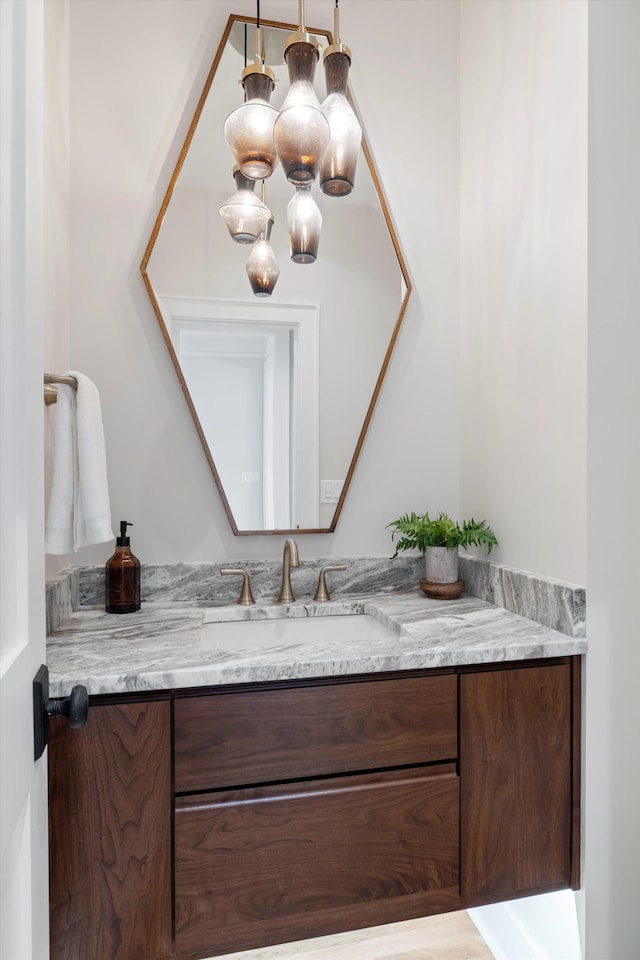 1908 Beechwood Ave, Nashville, TN 37212 - bathroom featuring vanity and a chandelier