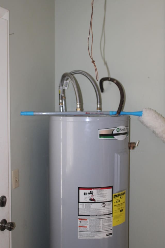 utility room with electric water heater