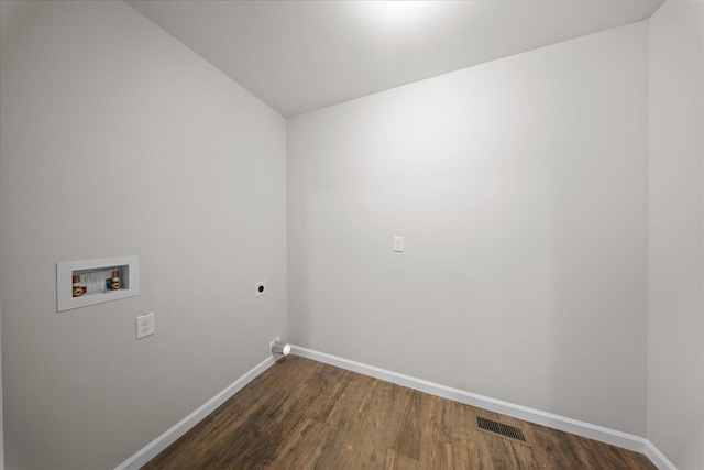 674 Eber Rd, Dalton, GA 30720 - laundry area with electric dryer hookup, baseboards, washer hookup, and dark wood-style floors