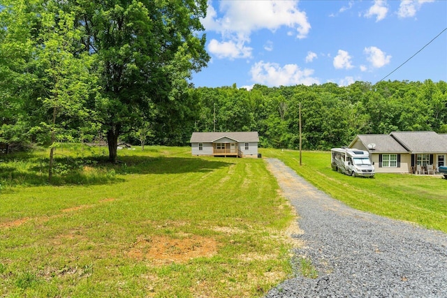 674 Eber Rd, Dalton, GA 30720 - view of front of home featuring driveway, a view of trees, and a front lawn