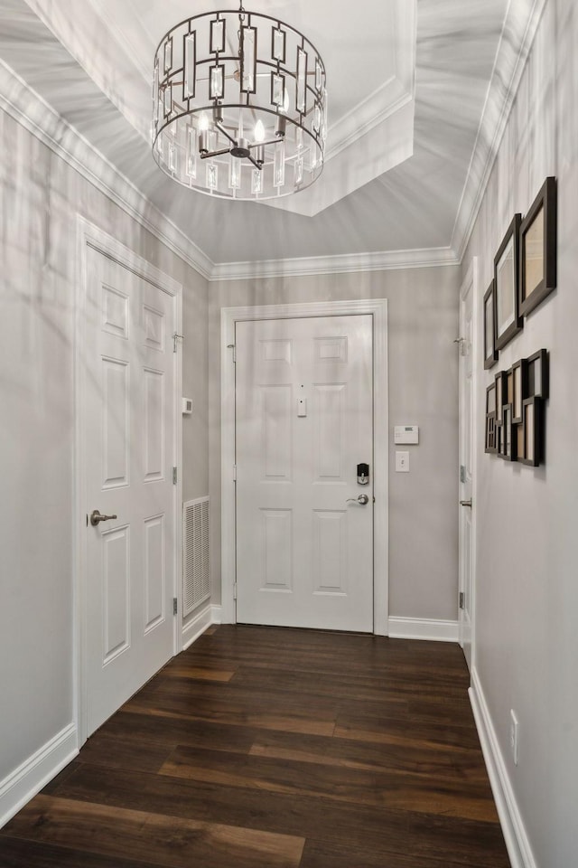 3201 Aspen Grove Dr Unit F4, Franklin, TN 37067 - doorway featuring dark wood-style floors, a chandelier, and baseboards