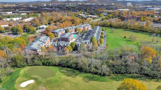3201 Aspen Grove Dr Unit F4, Franklin, TN 37067 - aerial view of property and surrounding area with a mountain backdrop and a local golf course