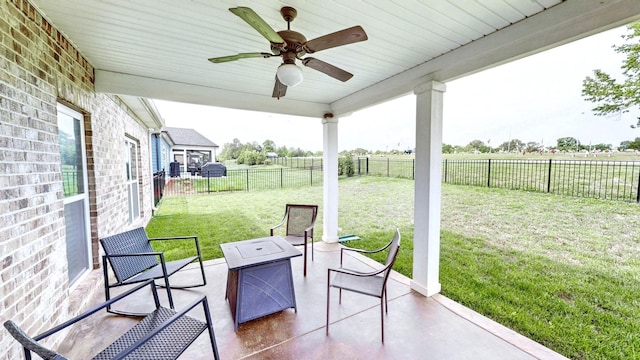 788 Jersey Dr, Clarksville, TN 37043 - view of patio with ceiling fan and a fire pit