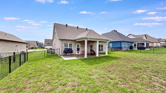788 Jersey Dr, Clarksville, TN 37043 - rear view of house featuring a patio, a ceiling fan, brick siding, and a residential view