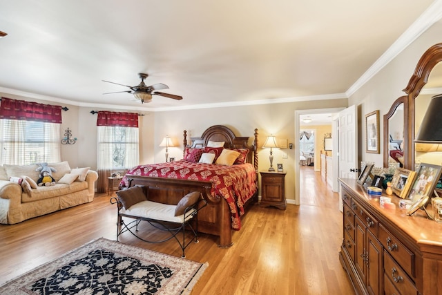 1001 Williams Way, Old Hickory, TN 37138 - bedroom with light wood-style flooring, crown molding, and ceiling fan