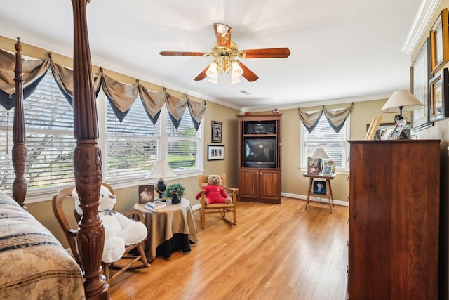 1001 Williams Way, Old Hickory, TN 37138 - sitting room with ornamental molding, ceiling fan, light wood-type flooring, and baseboards