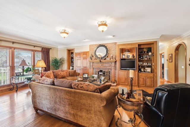 1001 Williams Way, Old Hickory, TN 37138 - living room with ornamental molding, wood finished floors, and a fireplace