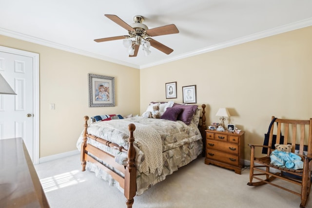 1001 Williams Way, Old Hickory, TN 37138 - bedroom with crown molding, light carpet, baseboards, and ceiling fan