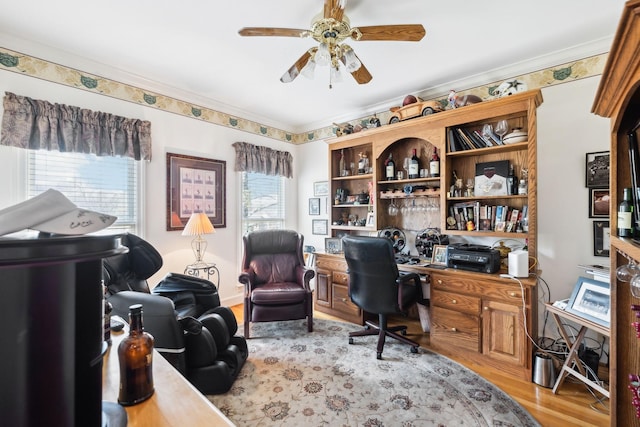 1001 Williams Way, Old Hickory, TN 37138 - home office featuring wood finished floors, ceiling fan, and crown molding