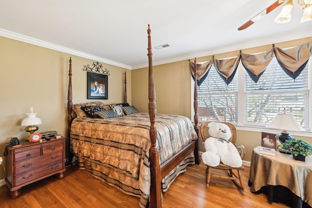 1001 Williams Way, Old Hickory, TN 37138 - bedroom with wood finished floors, ornamental molding, a ceiling fan, and baseboards