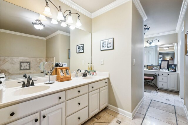 1001 Williams Way, Old Hickory, TN 37138 - bathroom with double vanity, ornamental molding, tile patterned flooring, and baseboards