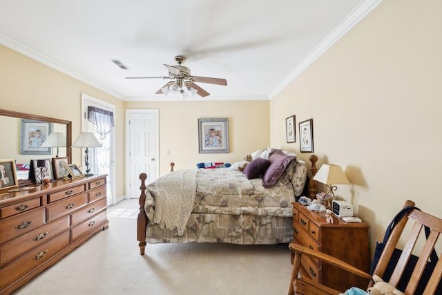 1001 Williams Way, Old Hickory, TN 37138 - bedroom with ornamental molding, light carpet, and ceiling fan