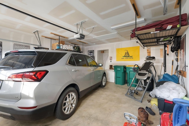 garage with a garage door opener